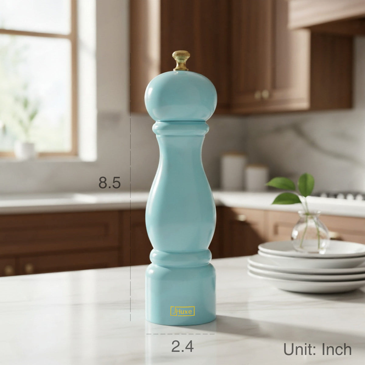 JHuxe EE1-BL Blue Wood Salt Mill