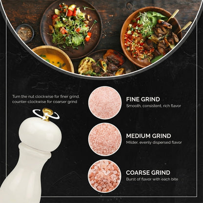JHuxe EE1-WT White Wood Salt Grinder