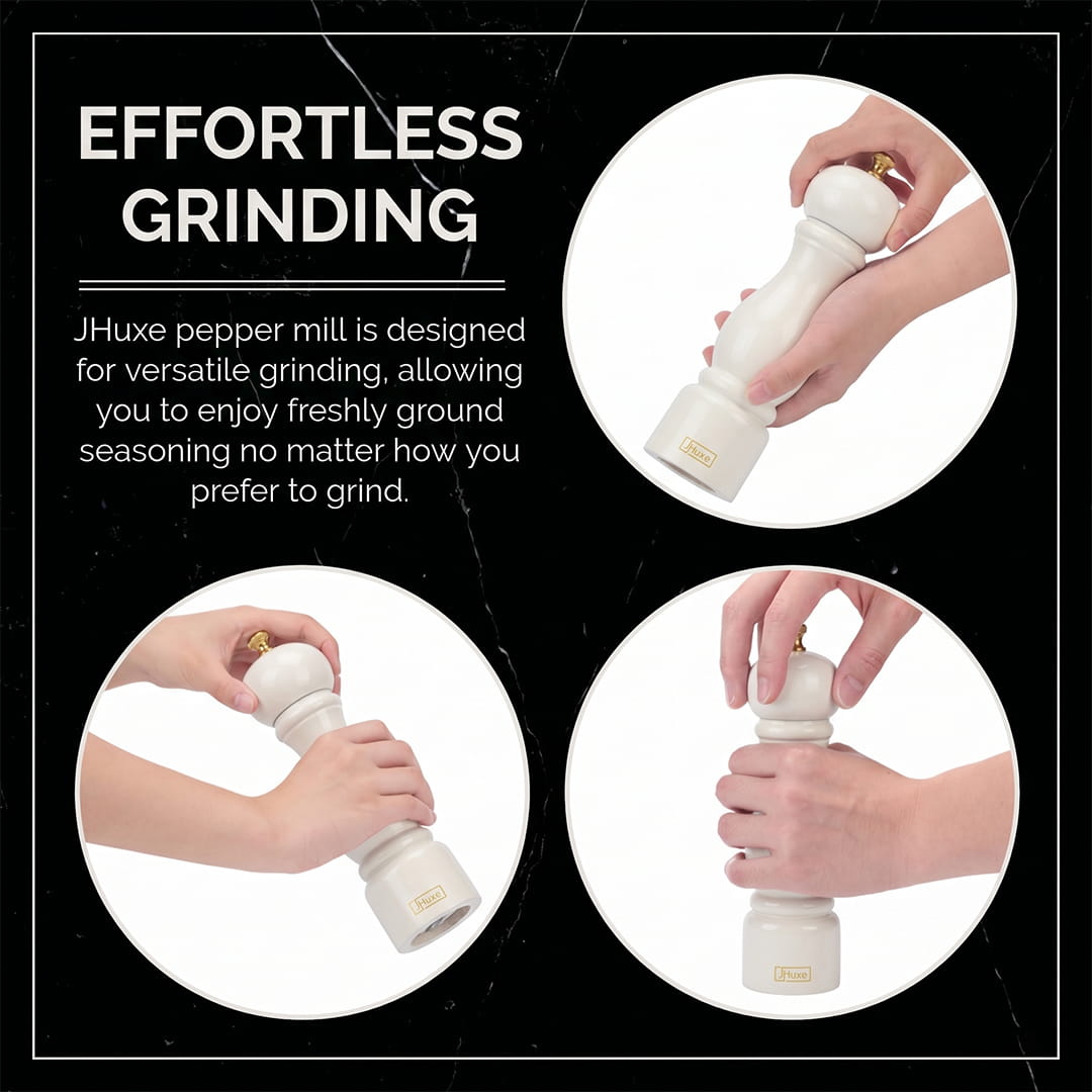 JHuxe EE1-WT White Wood Salt Grinder